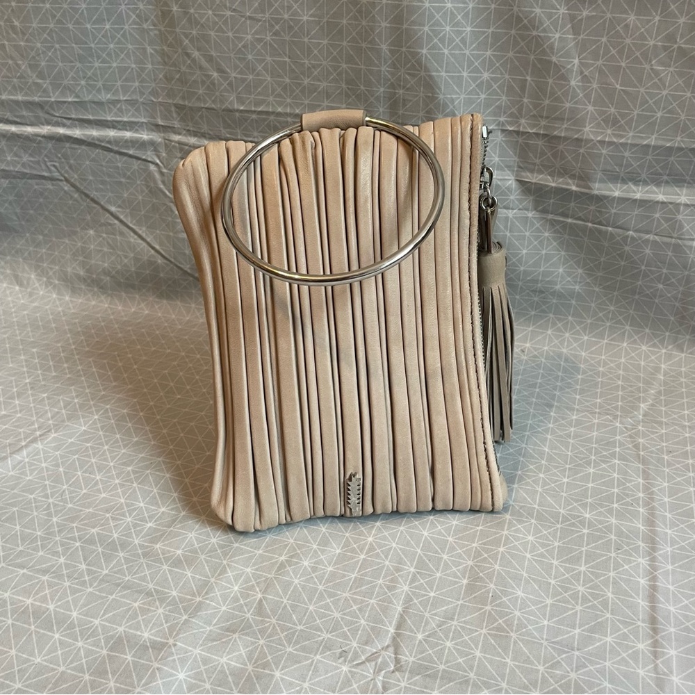 Thacker Nolita Pleated Ring Clutch in Tan Leather